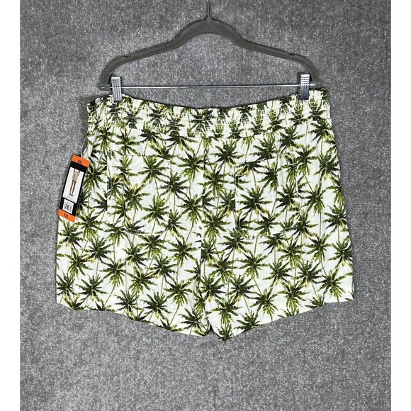 Briggs Elastic Waist Linen Blend Shorts Womens XXL Green Palm Tree Pockets NWT - Picture 2 of 14